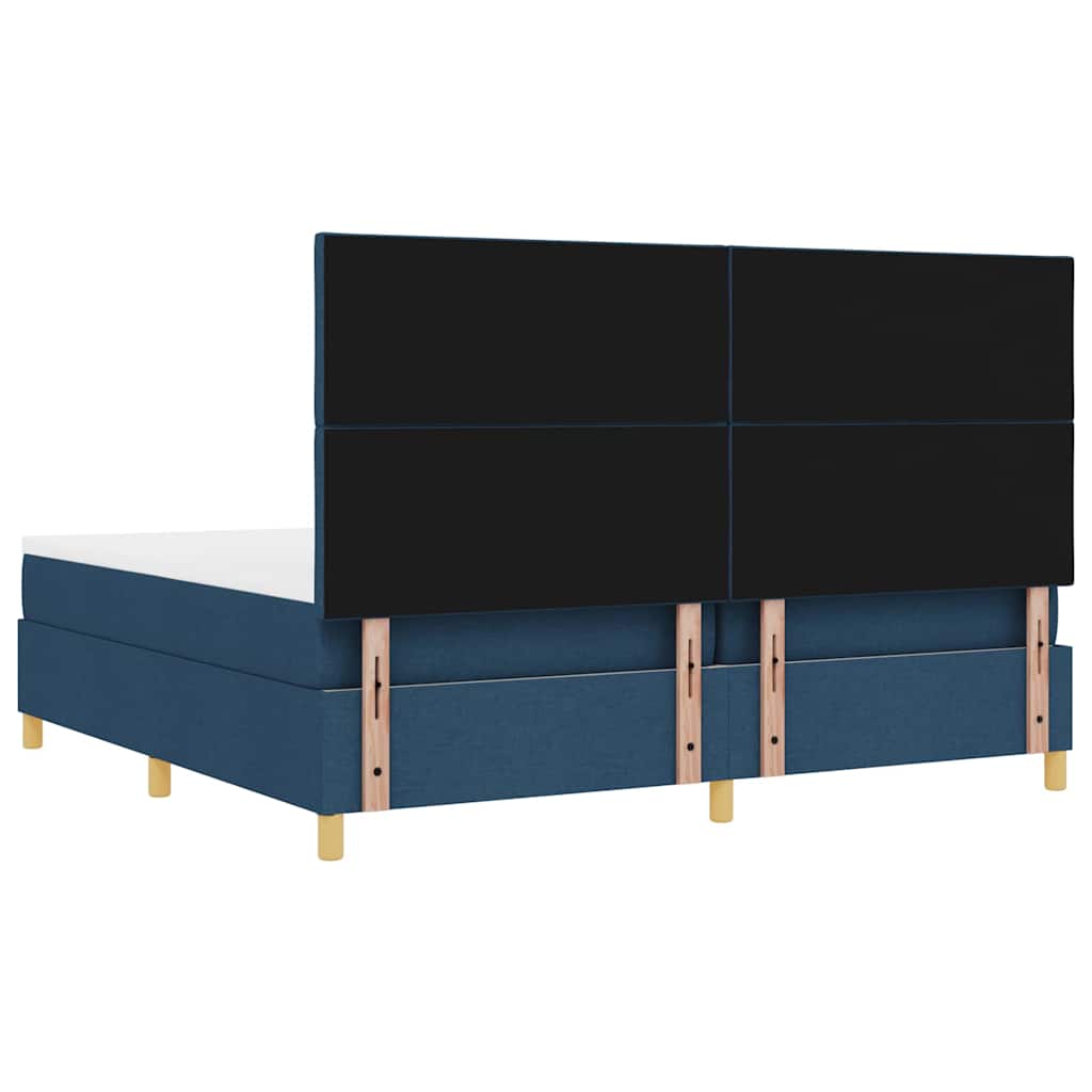 LED Box Spring Ágy fejtámlával Kék 200 x 200 cm szövet