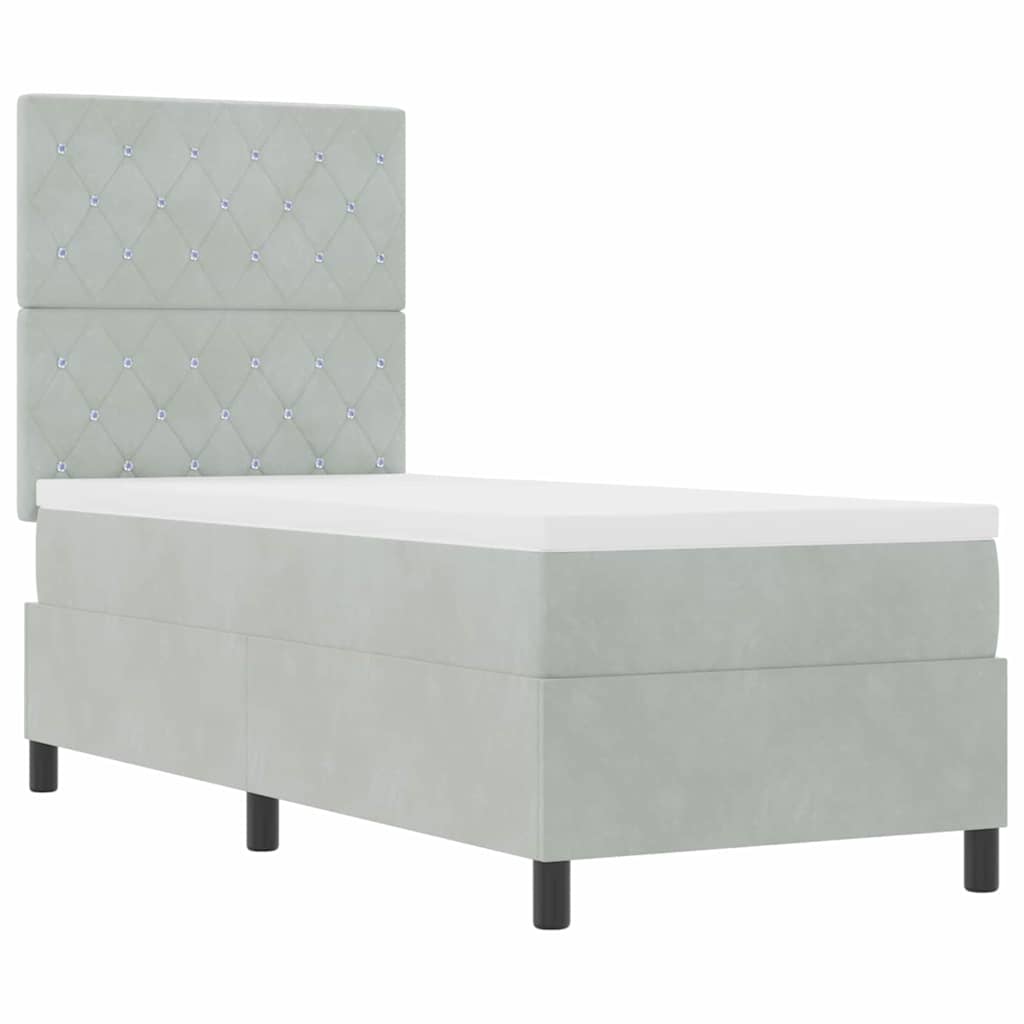LED Box Spring Ágy matracmal Világosszürke 80 x 200 cm szövet