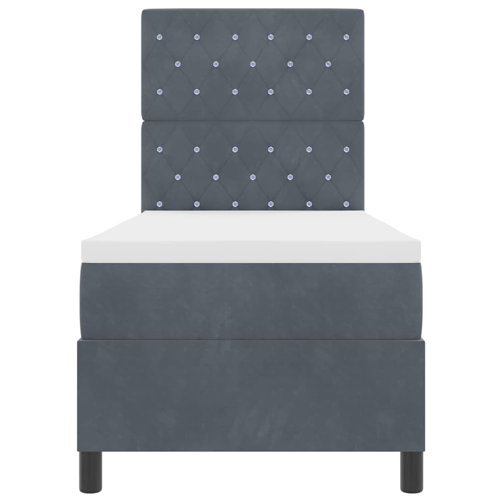 LED Box Spring Ágy matracmal Sötétszürke 80 x 200 cm szövet