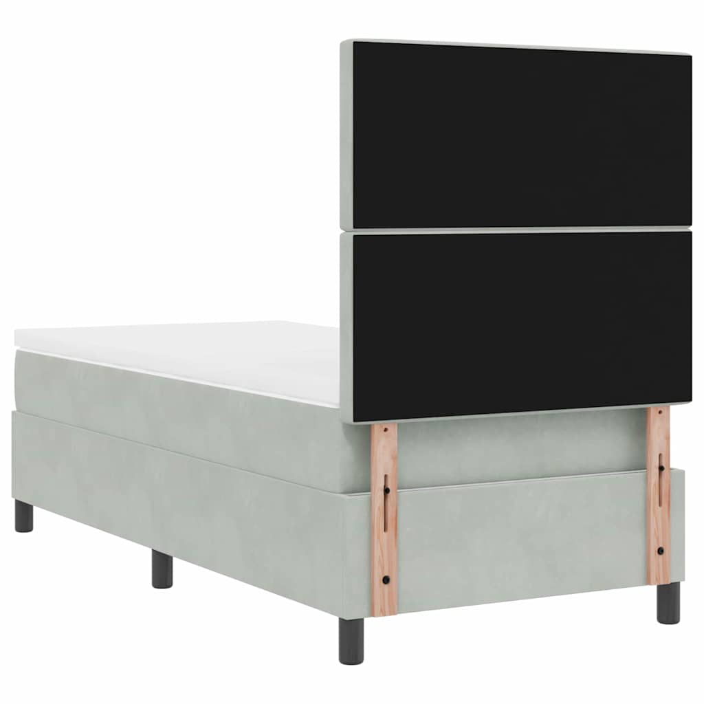 LED Box Spring Ágy matracmal Világosszürke 90 x 190 cm szövet