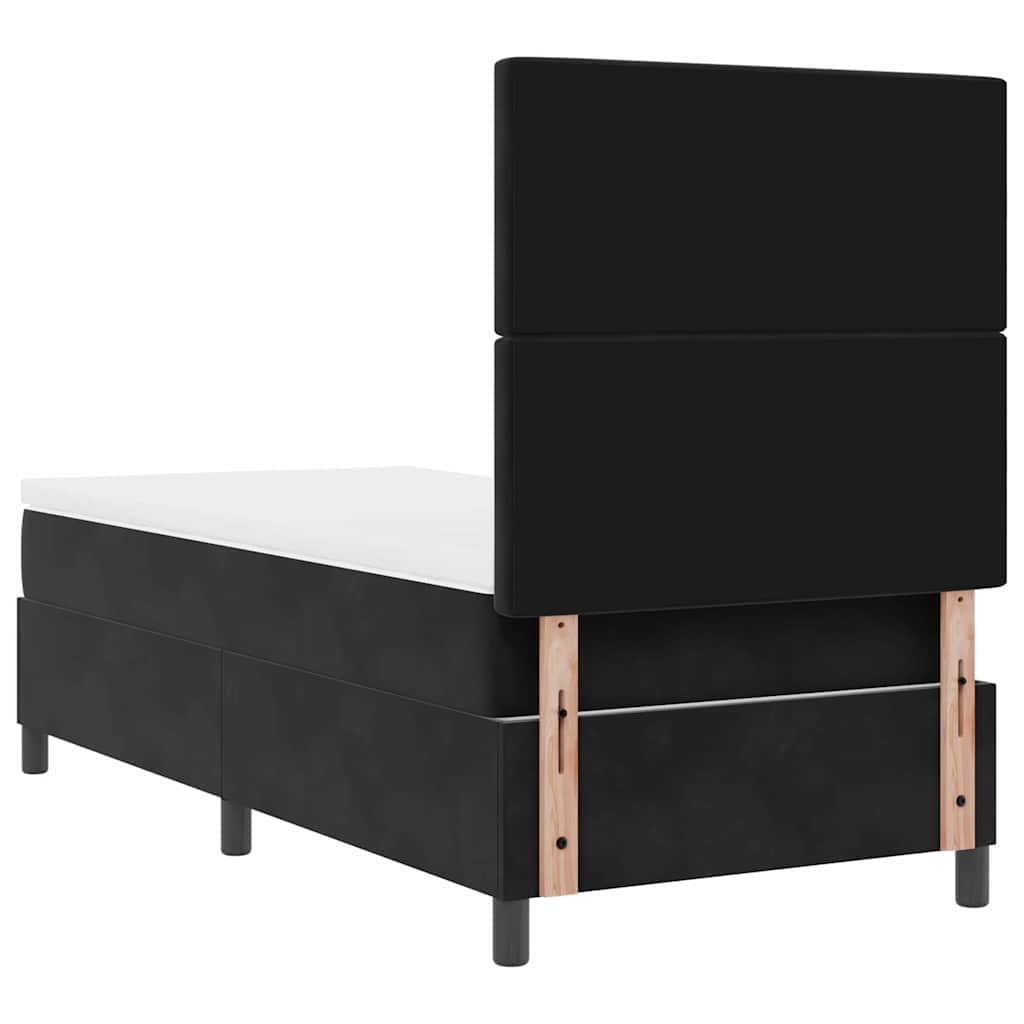 LED Box Spring Ágy matracmal Fekete 90 x 190 cm szövet