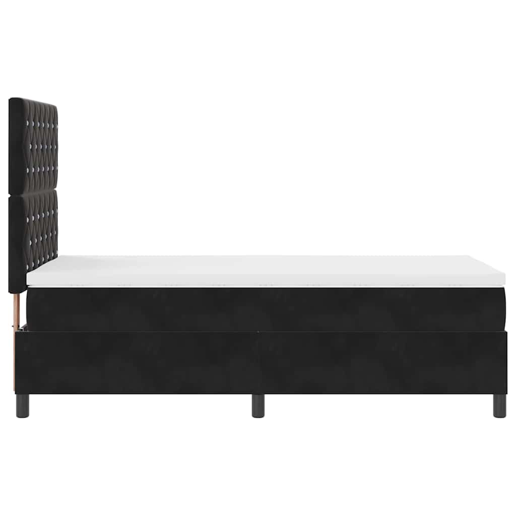 LED Box Spring Ágy matracmal Fekete 90 x 190 cm szövet