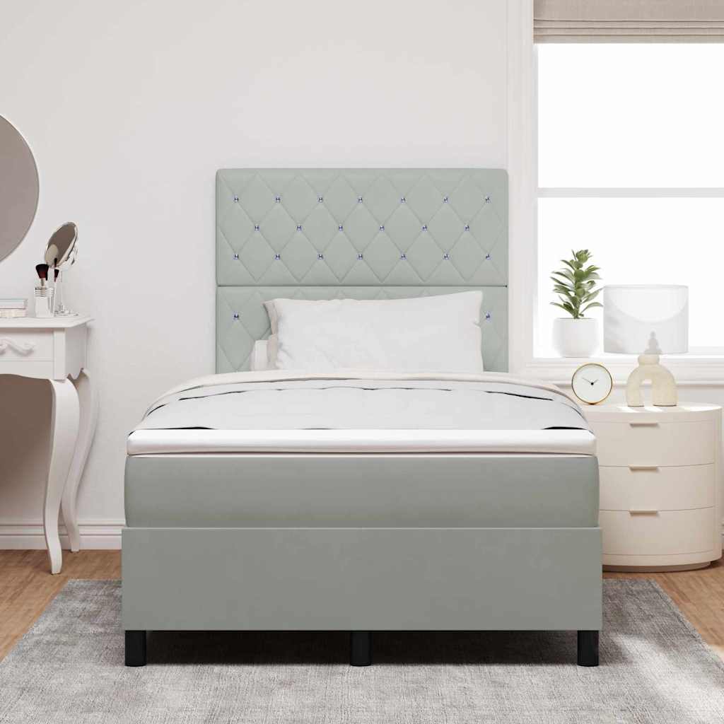 LED Box Spring Ágy matracmal Világosszürke 120 x 190 cm Bársony