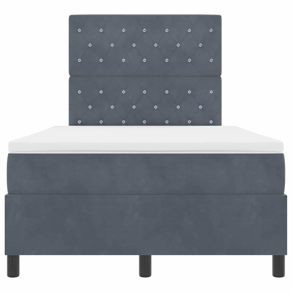 LED Box Spring Ágy matracmal Sötétszürke 120 x 190 cm Bársony