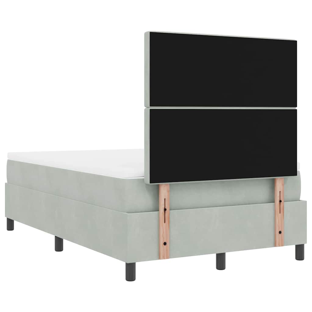LED Box Spring Ágy matracmal Világosszürke 120 x 200 cm Bársony