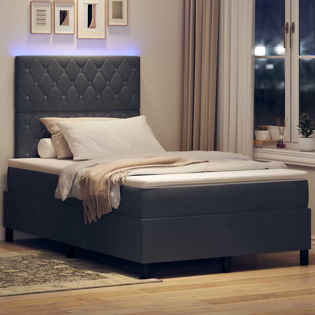 LED Box Spring Ágy matracmal Sötétszürke 120 x 200 cm Bársony