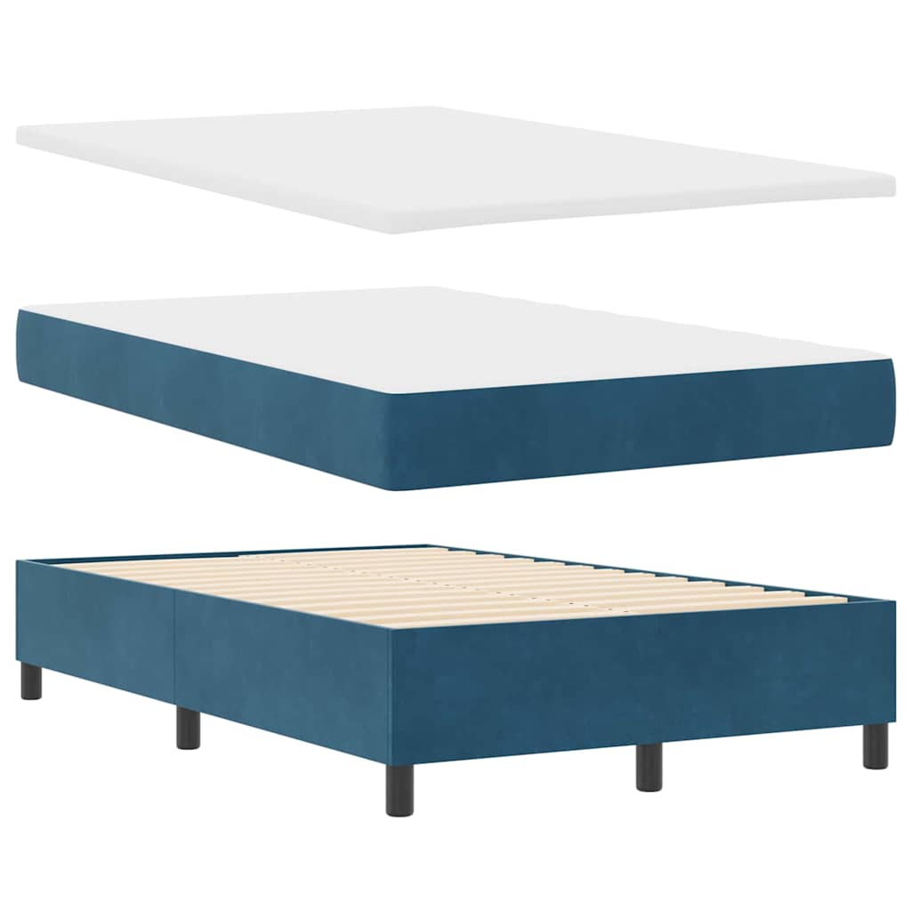 LED Box Spring Ágy matracmal Sötét kék 120 x 200 cm Bársony