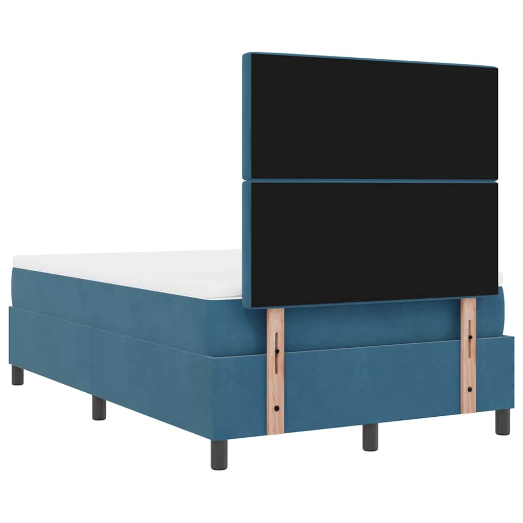 LED Box Spring Ágy matracmal Sötét kék 120 x 200 cm Bársony