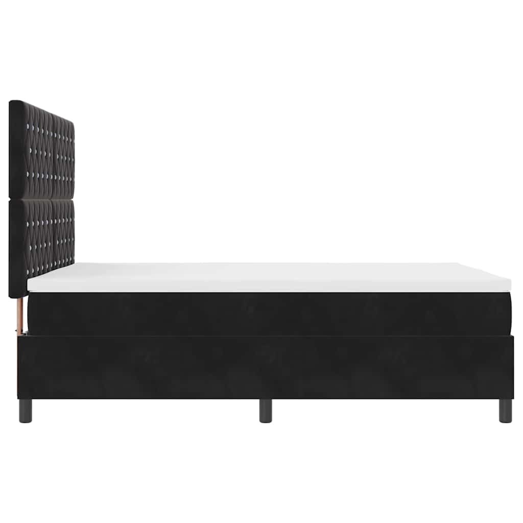 LED Box Spring Ágy matracmal Fekete 140 x 190 cm Bársony