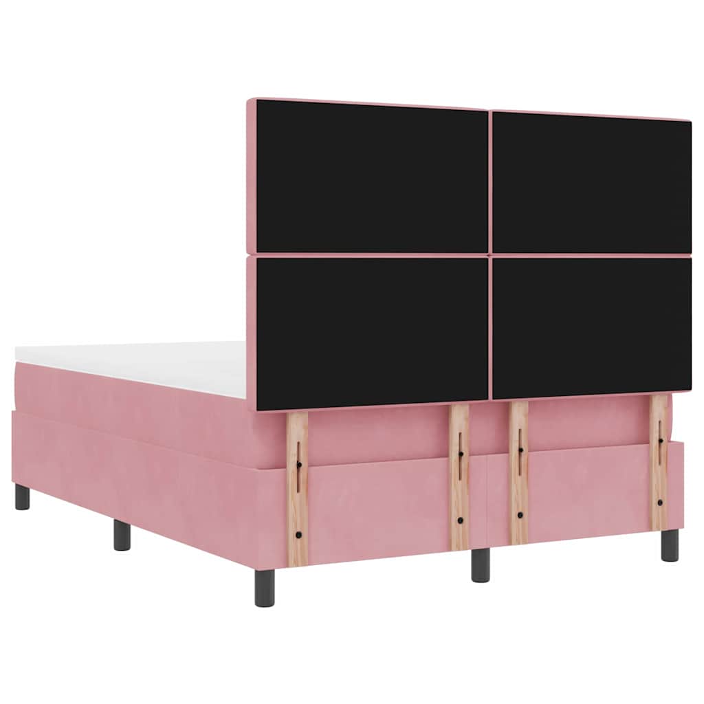 LED Box Spring Ágy matracmal Rózsaszín 140 x 190 cm Bársony