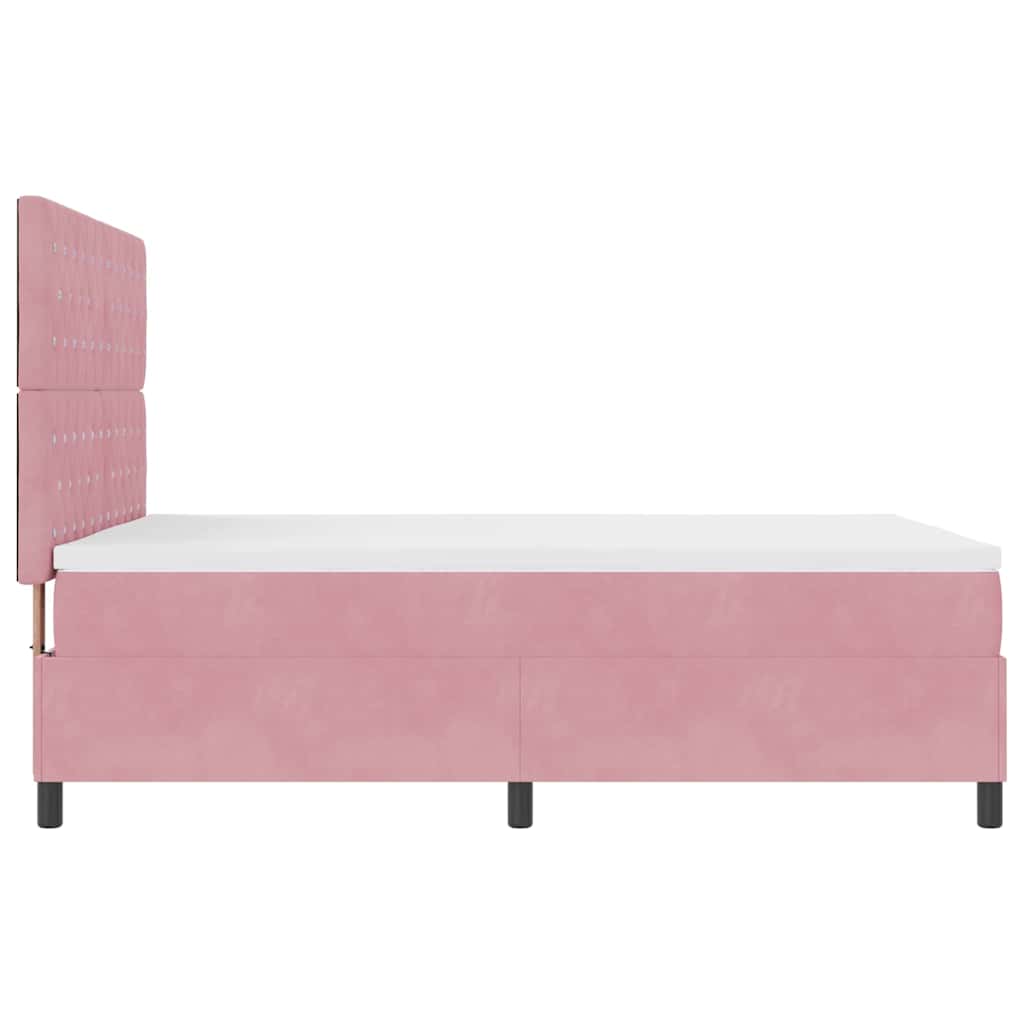 LED Box Spring Ágy matracmal Rózsaszín 140 x 190 cm Bársony