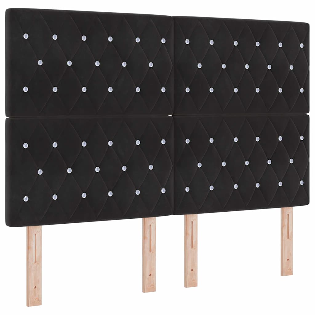 LED Box Spring Ágy matracmal Fekete 140 x 200 cm Bársony
