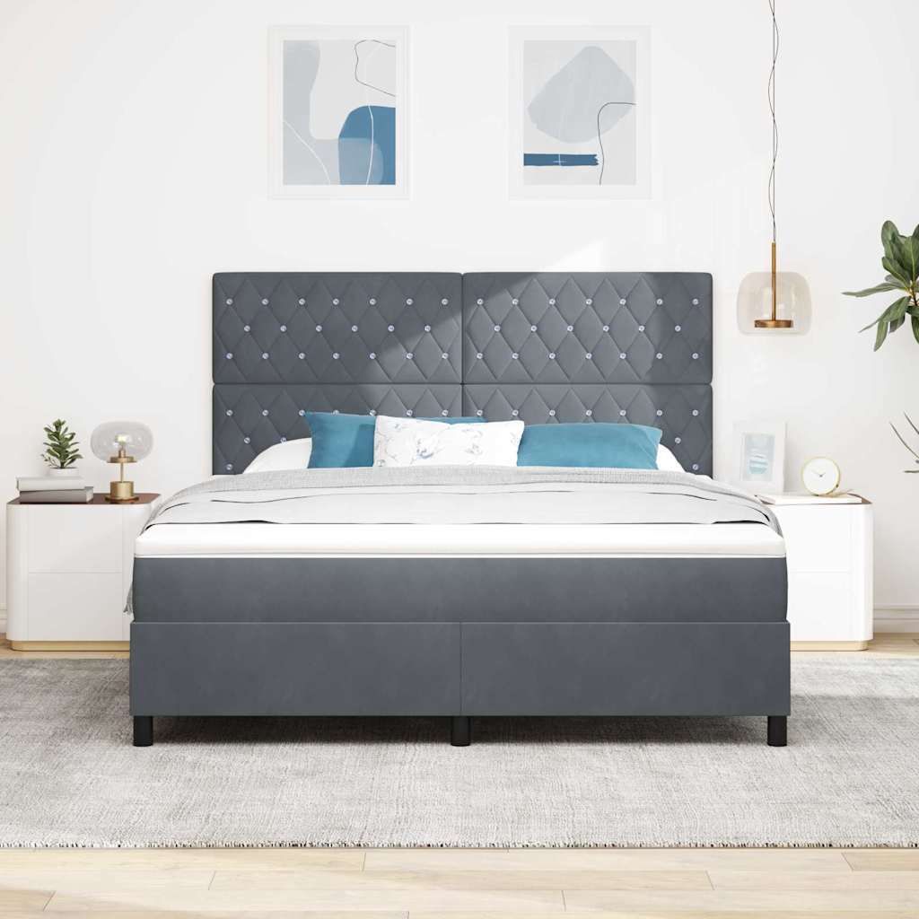 LED Box Spring Ágy matracmal Sötétszürke 180 x 200 cm Bársony