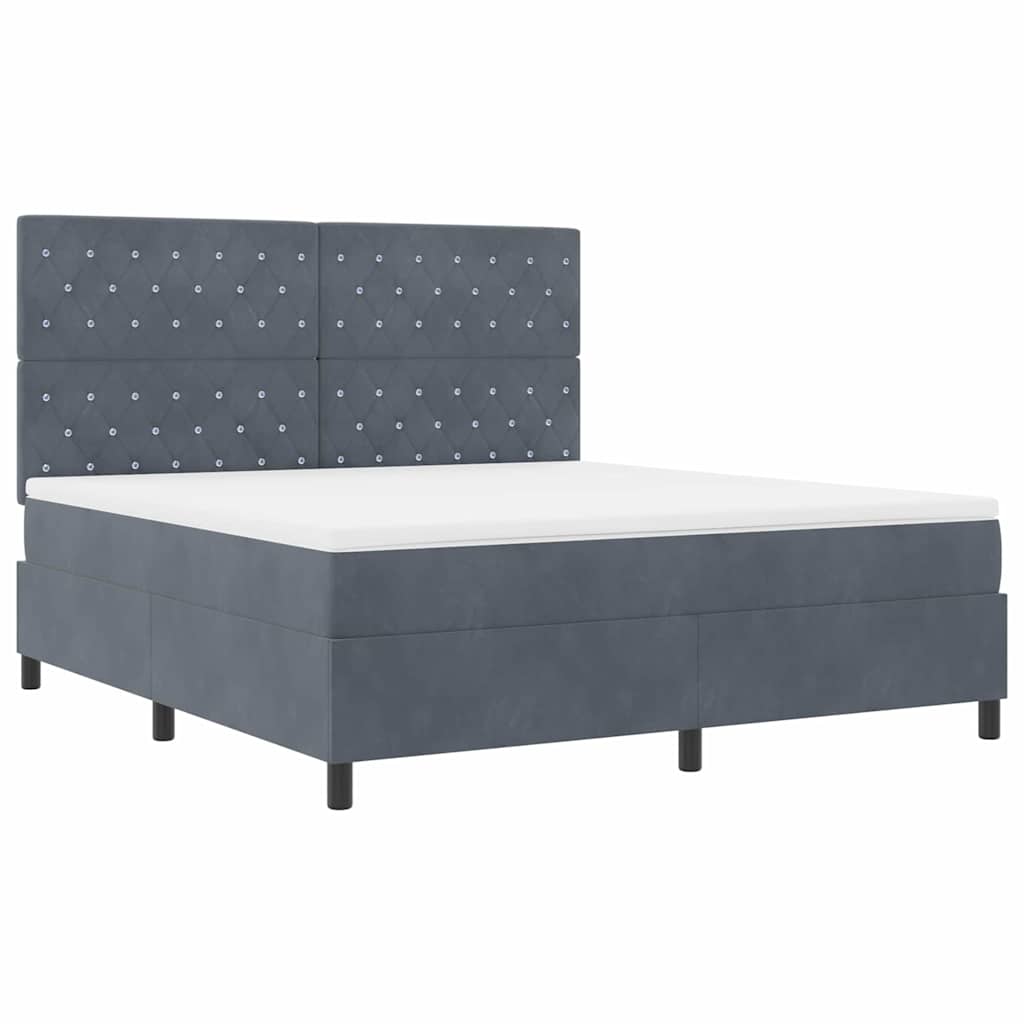 LED Box Spring Ágy matracmal Sötétszürke 180 x 200 cm Bársony