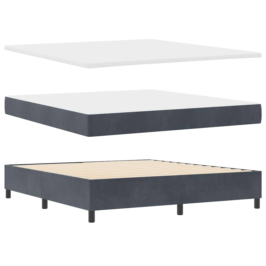LED Box Spring Ágy matracmal Sötétszürke 180 x 200 cm Bársony