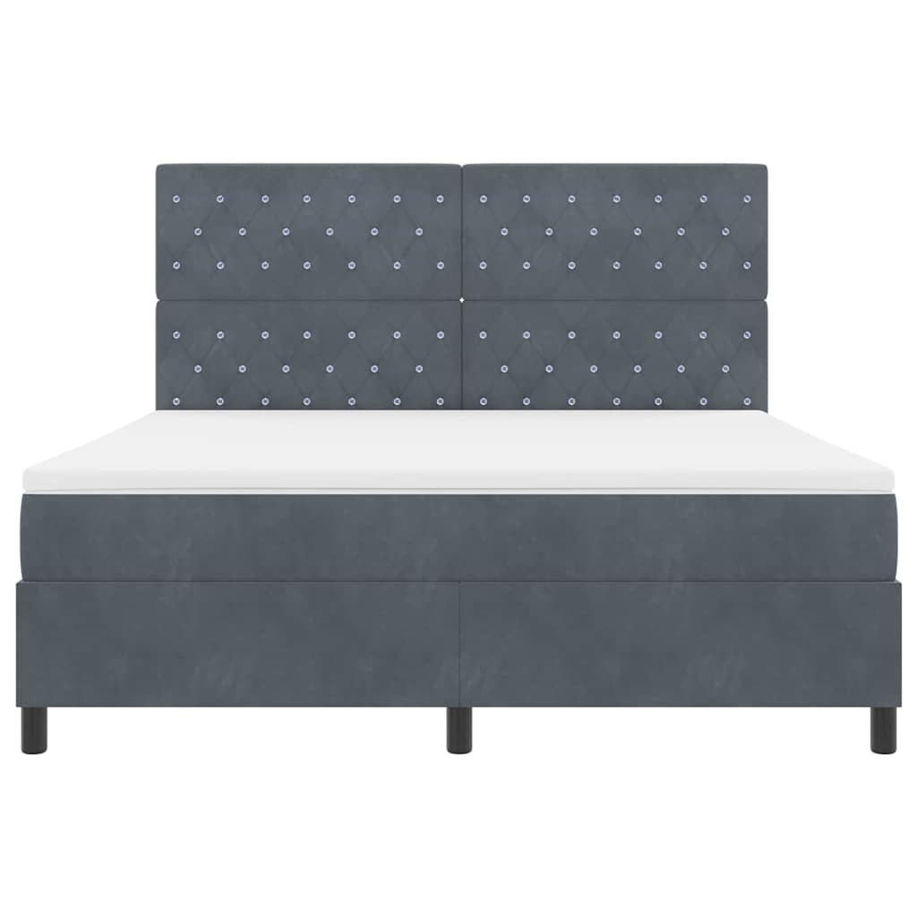 LED Box Spring Ágy matracmal Sötétszürke 180 x 200 cm Bársony