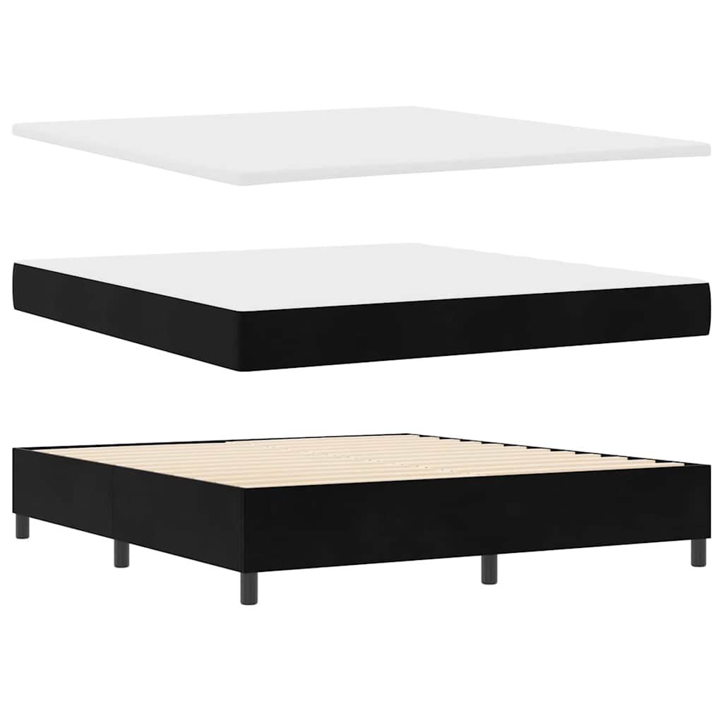 LED Box Spring Ágy matracmal Fekete 180 x 200 cm Bársony