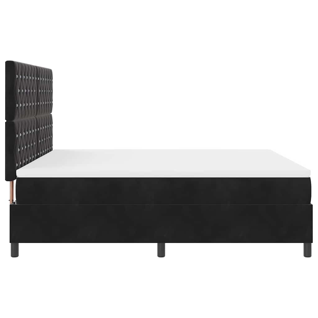 LED Box Spring Ágy matracmal Fekete 180 x 200 cm Bársony