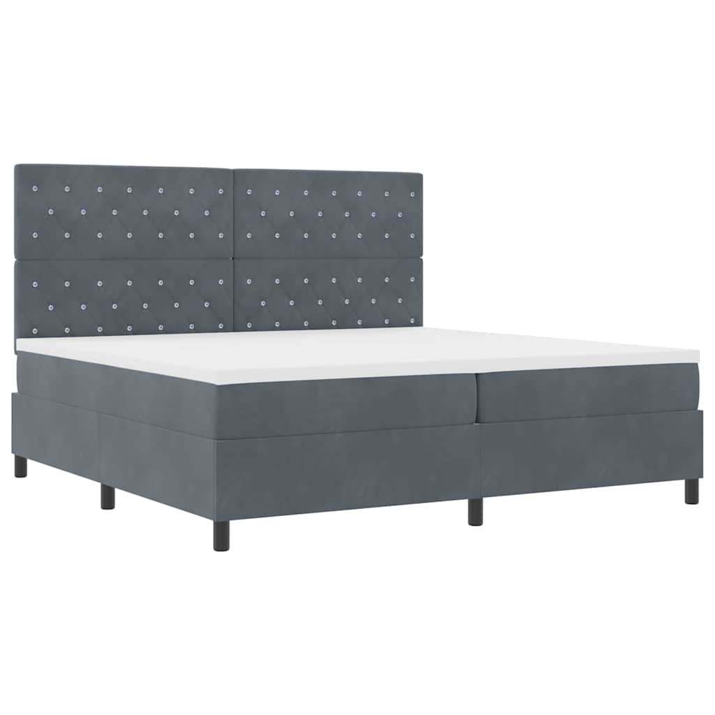 LED Box Spring Ágy matracmal Sötétszürke 200 x 200 cm Bársony
