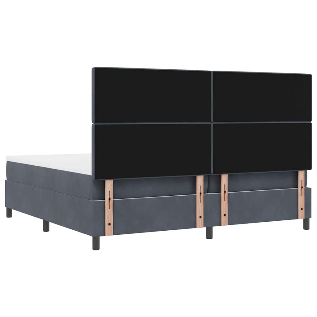 LED Box Spring Ágy matracmal Sötétszürke 200 x 200 cm Bársony