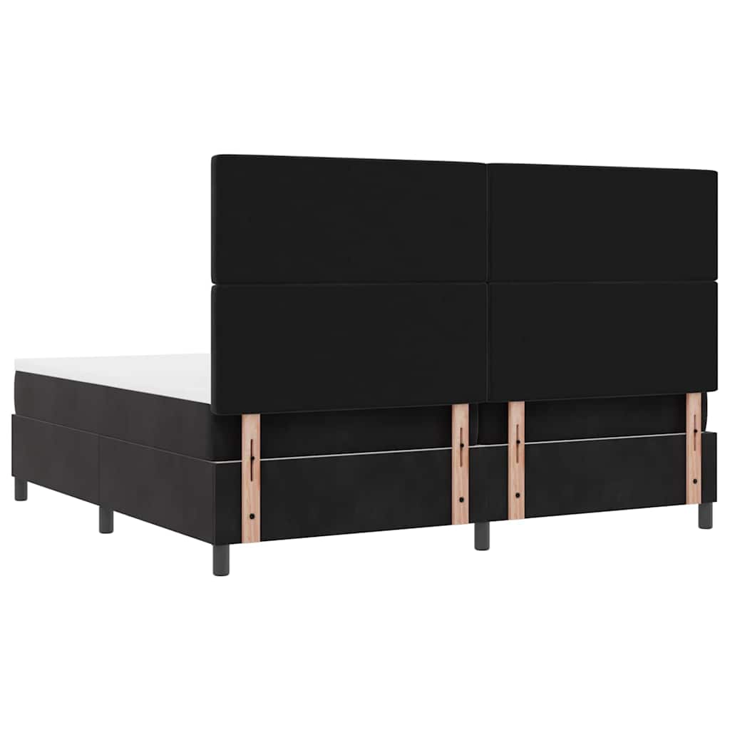 LED Box Spring Ágy matracmal Fekete 200 x 200 cm Bársony