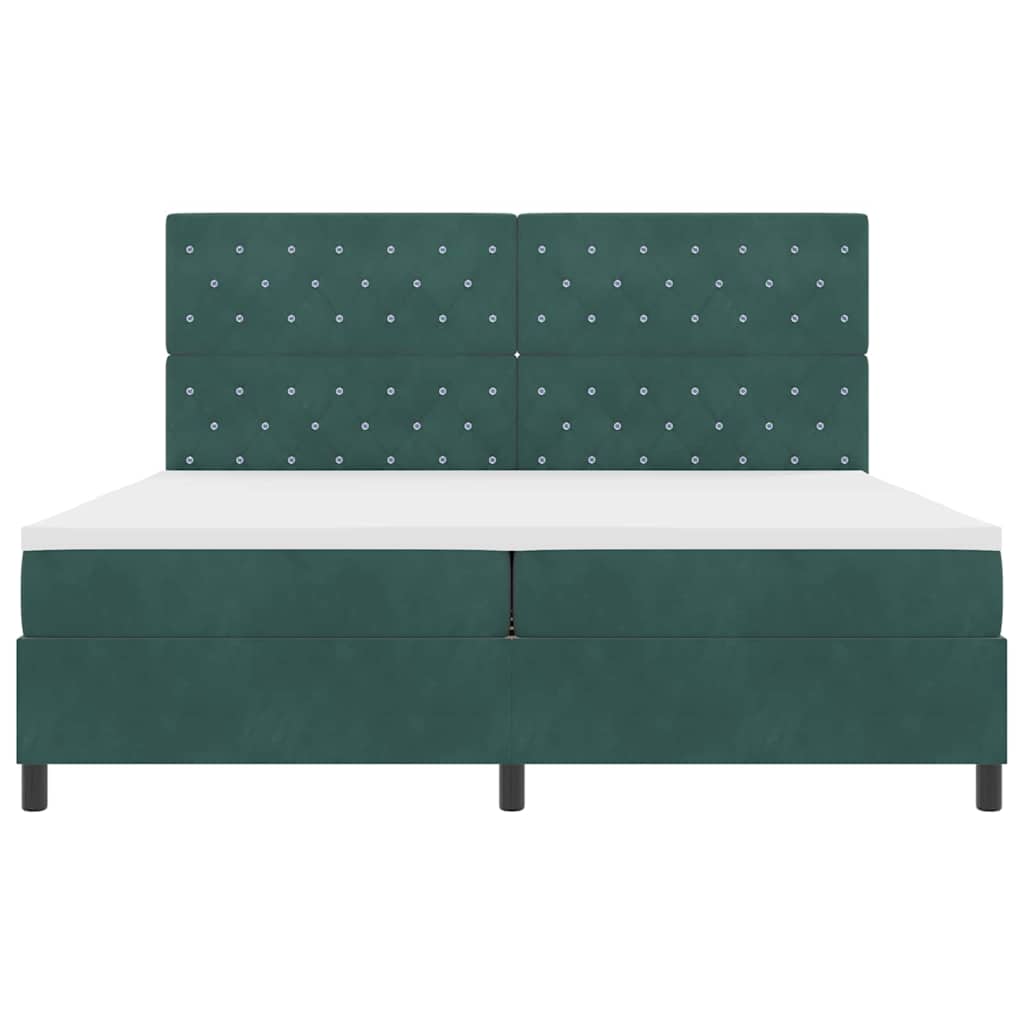 LED Box Spring Ágy matracmal Sötétzöld 200 x 200 cm Bársony