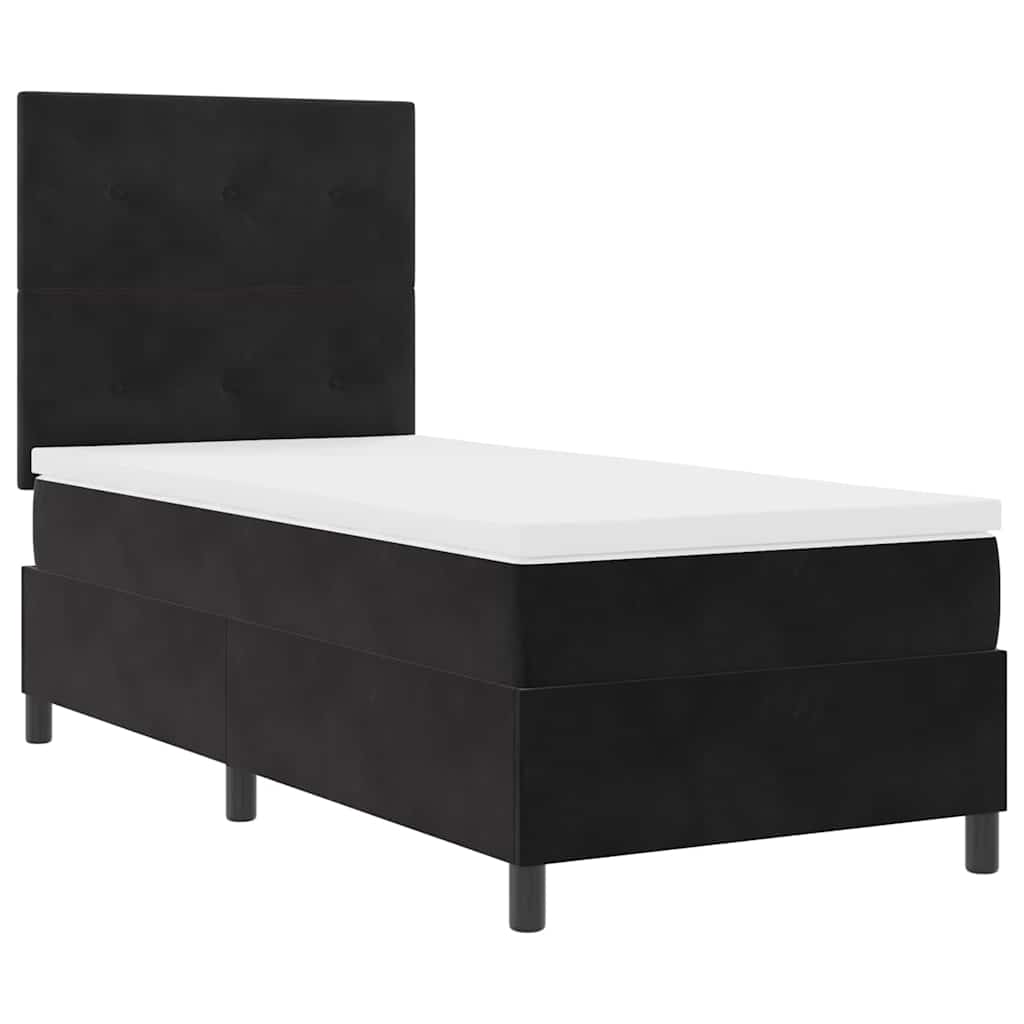 LED Box Spring Ágy fejtámlával Fekete 80 x 200 cm Bársony