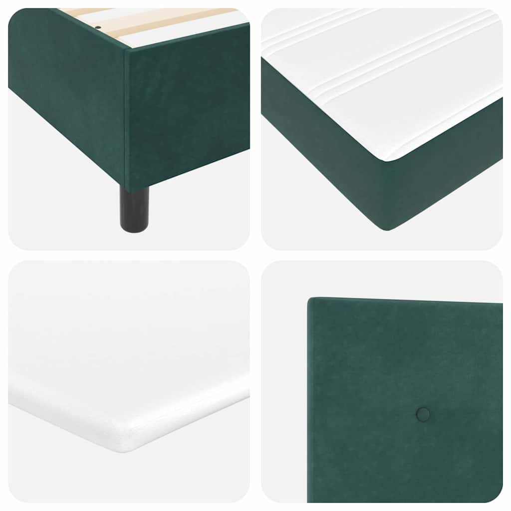 LED Box Spring Ágy fejtámlával Sötétzöld 80 x 200 cm Bársony