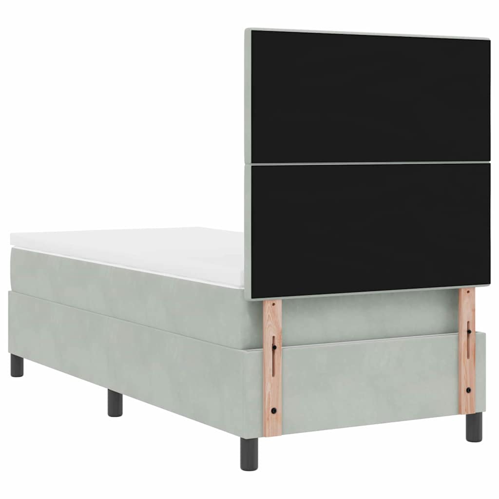 LED Box Spring Ágy Világosszürke 90 x 200 cm Bársony