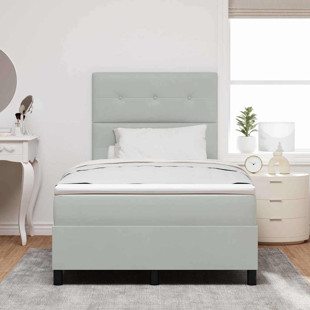 LED Box Spring Ágy Világosszürke 120 x 200 cm Bársony