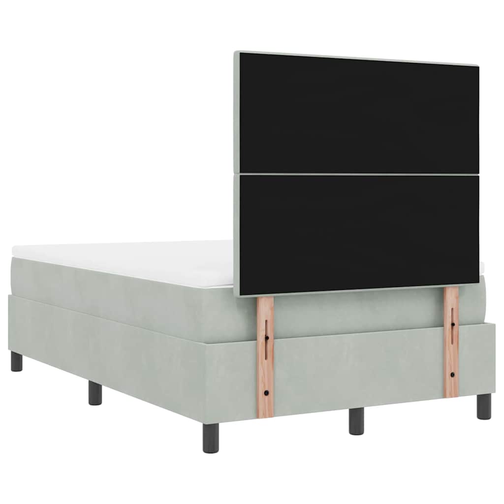 LED Box Spring Ágy Világosszürke 120 x 200 cm Bársony