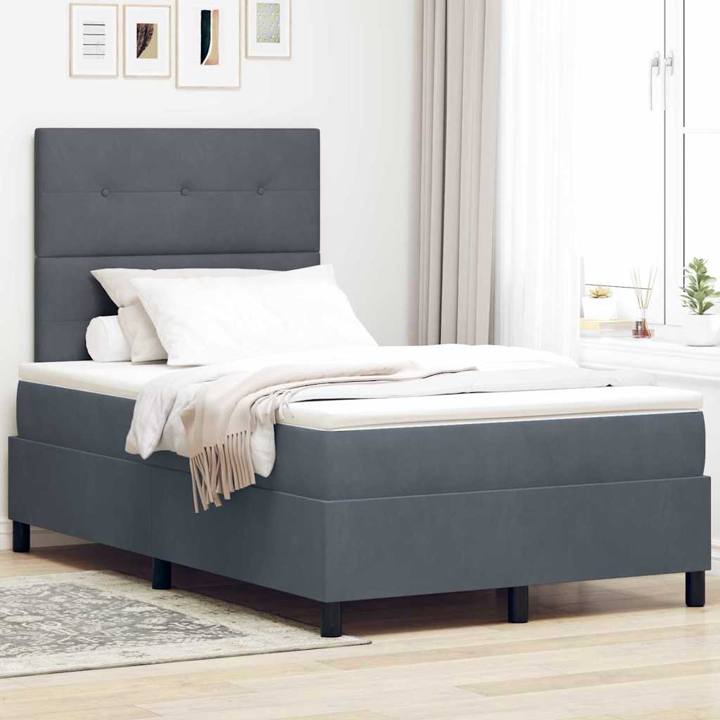 LED Box Spring Ágy fejtámlával Sötétszürke 120 x 200 cm Bársony