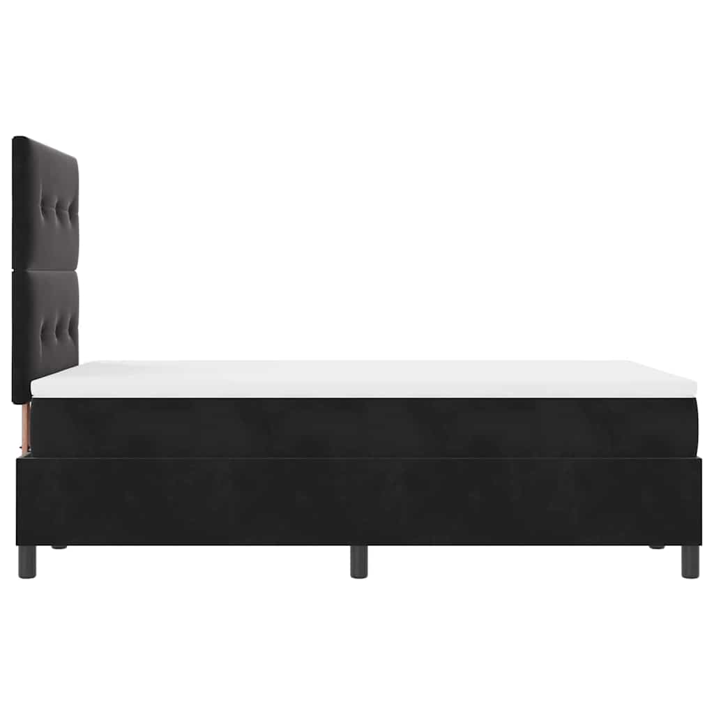 LED Box Spring Ágy fejtámlával Fekete 120 x 200 cm Bársony