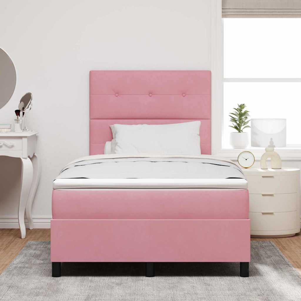 LED Box Spring Ágy fejtámlával Rózsaszín 120 x 200 cm Bársony