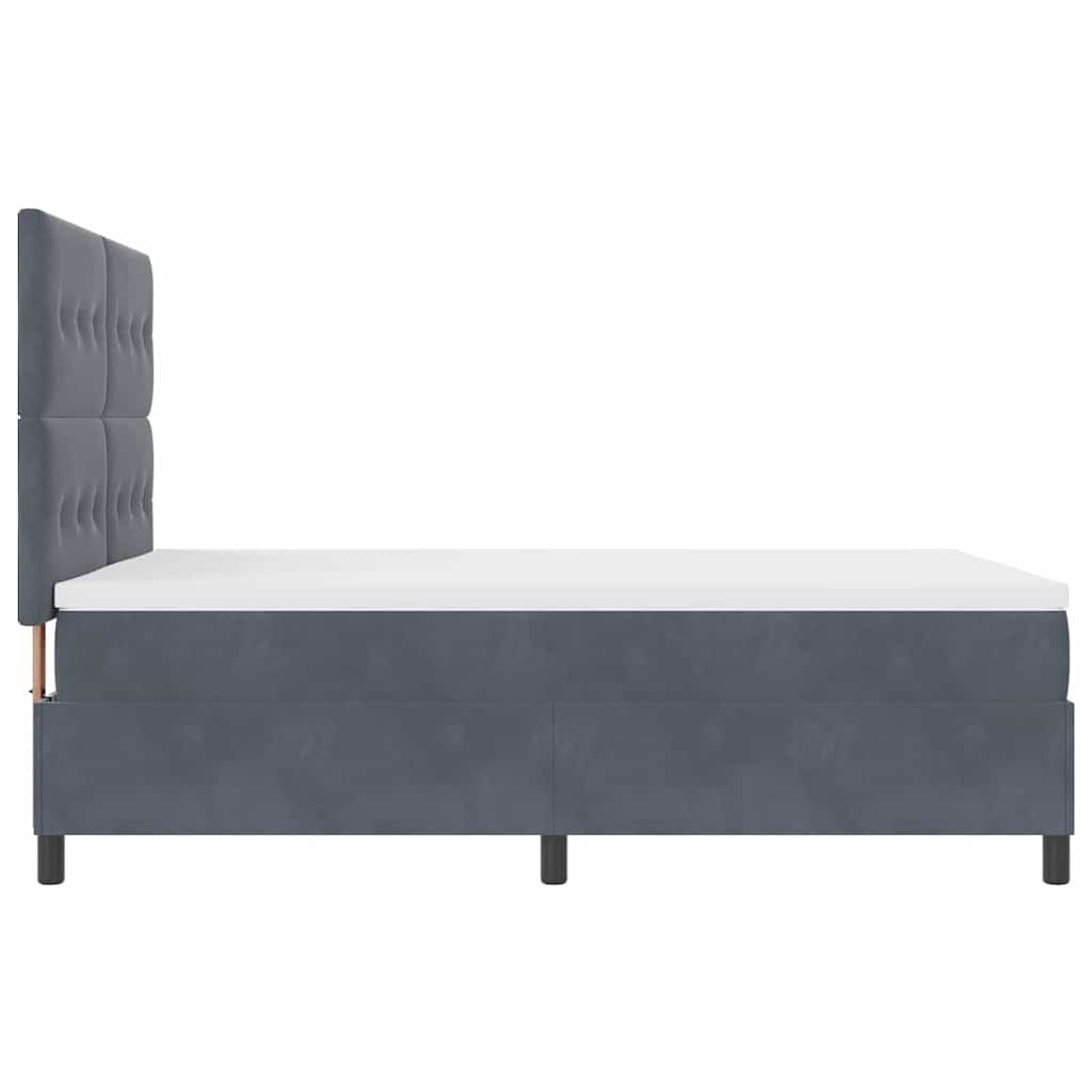 LED Box Spring Ágy fejtámlával Sötétszürke 140 x 190 cm Bársony