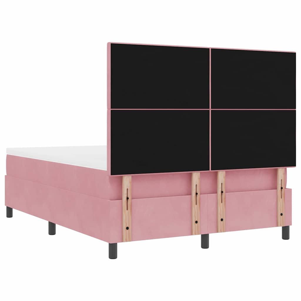 LED Box Spring Ágy fejtámlával Rózsaszín 140 x 200 cm Bársony