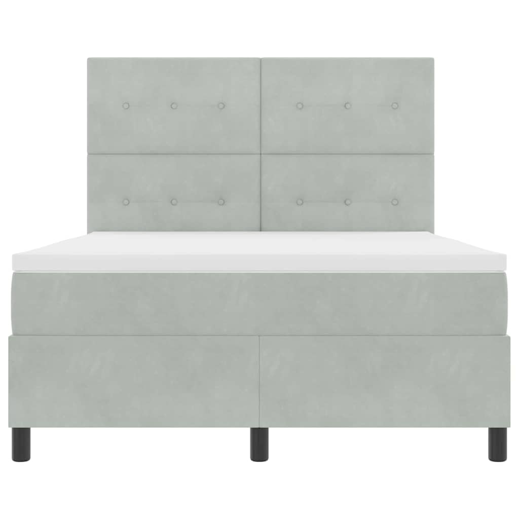 LED Box Spring Ágy Világosszürke 160 x 200 cm Bársony