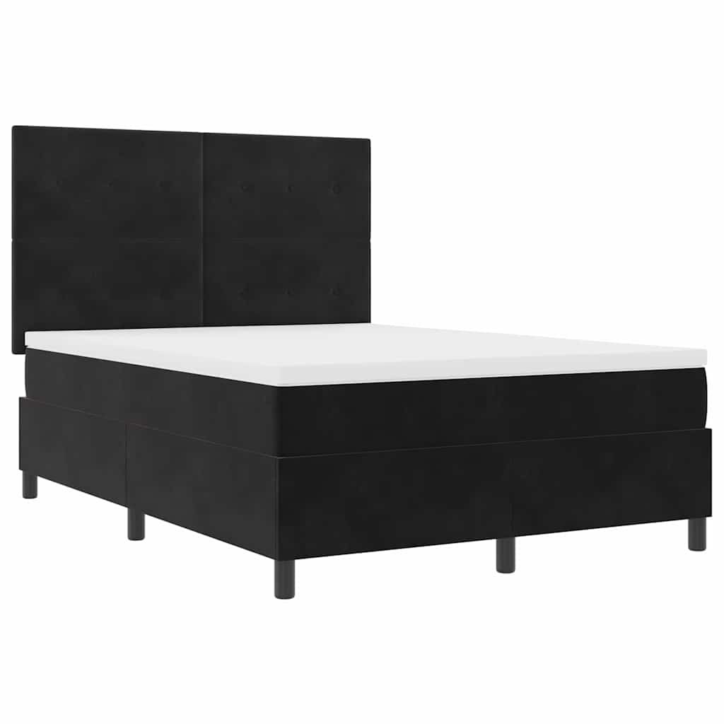 LED Box Spring Ágy fejtámlával Fekete 160 x 200 cm Bársony