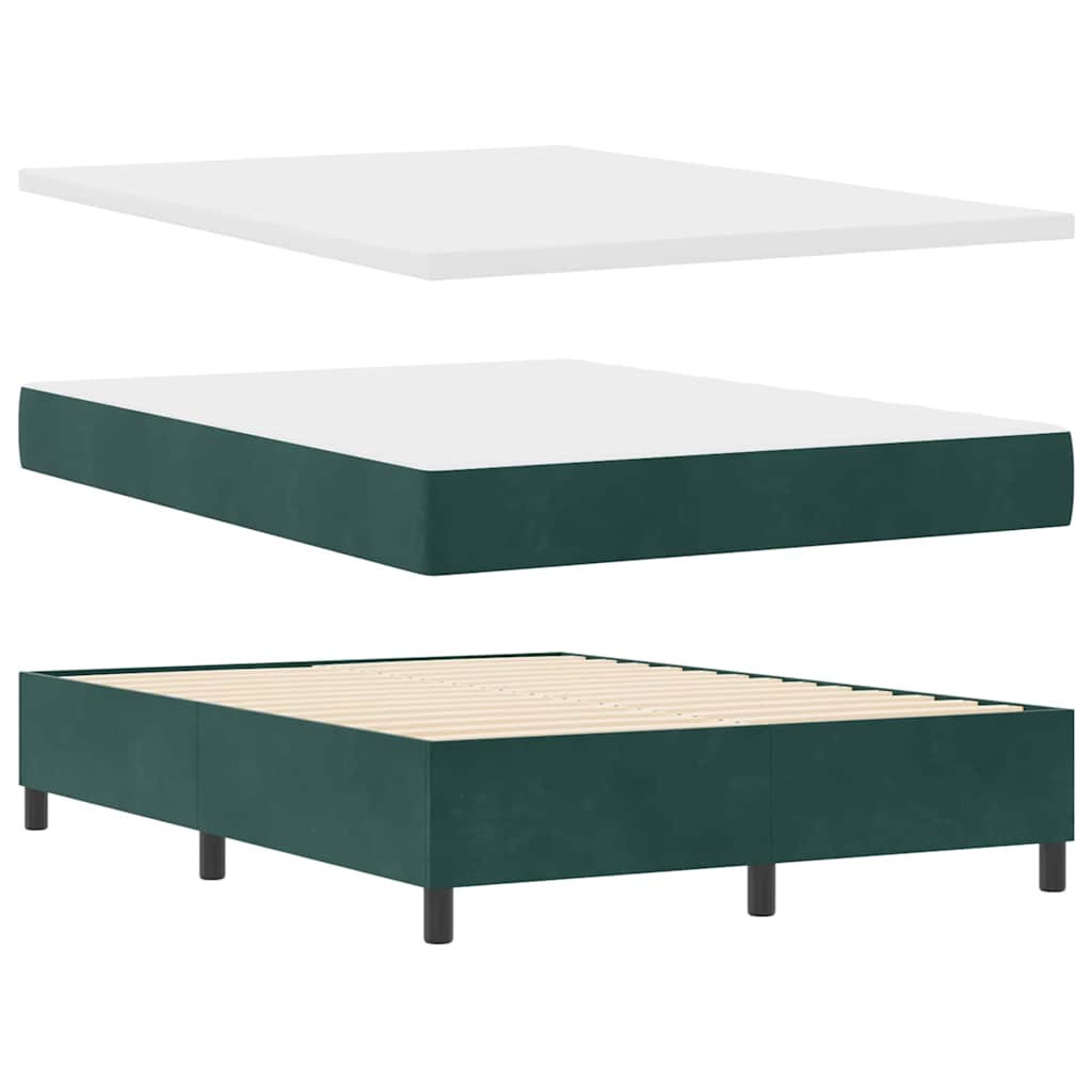 LED Box Spring Ágy fejtámlával Sötétzöld 160 x 200 cm Bársony