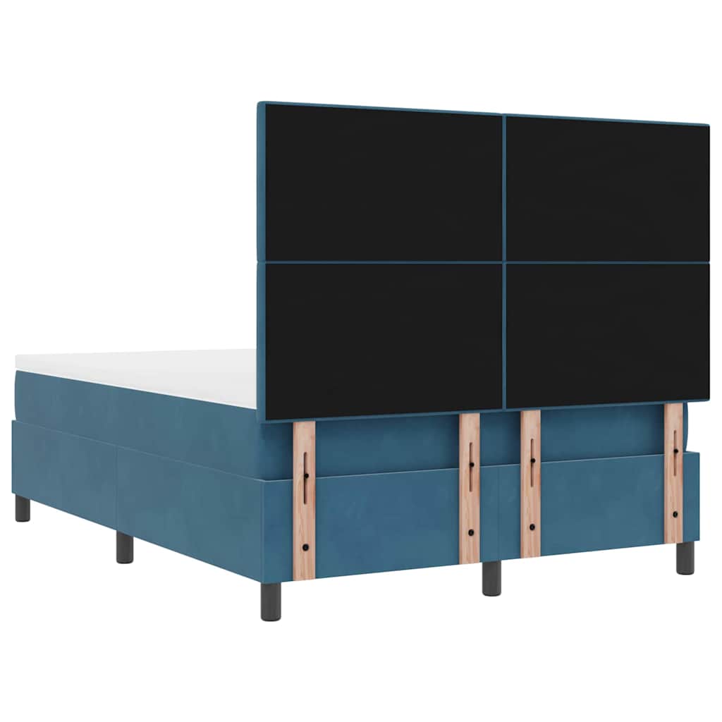 LED Box Spring Ágy matracmal Sötét kék 160 x 200 cm Bársony