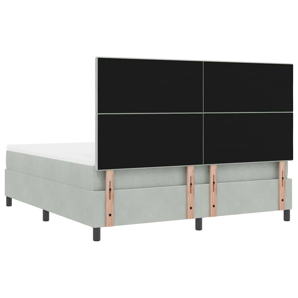 LED Box Spring Ágy Világosszürke 180 x 200 cm Bársony