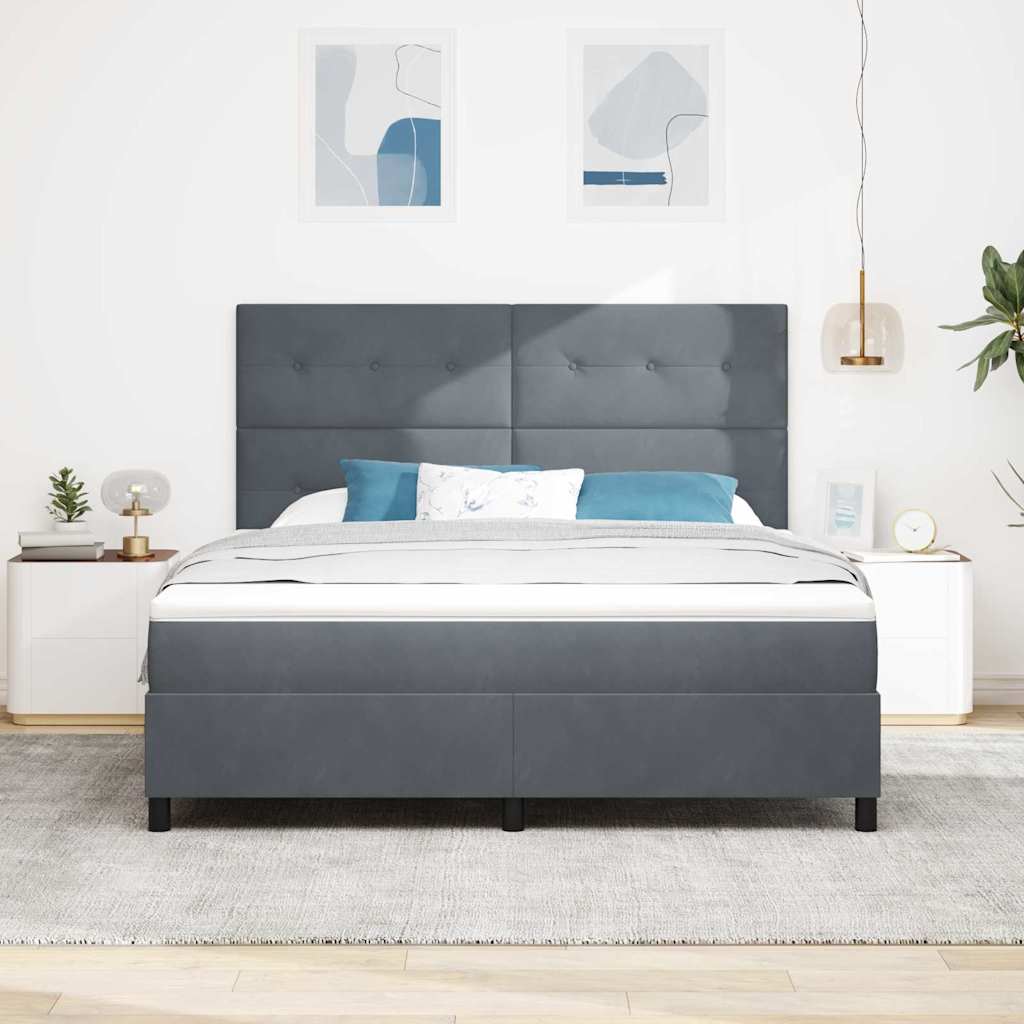 LED Box Spring Ágy fejtámlával Sötétszürke 180 x 200 cm Bársony