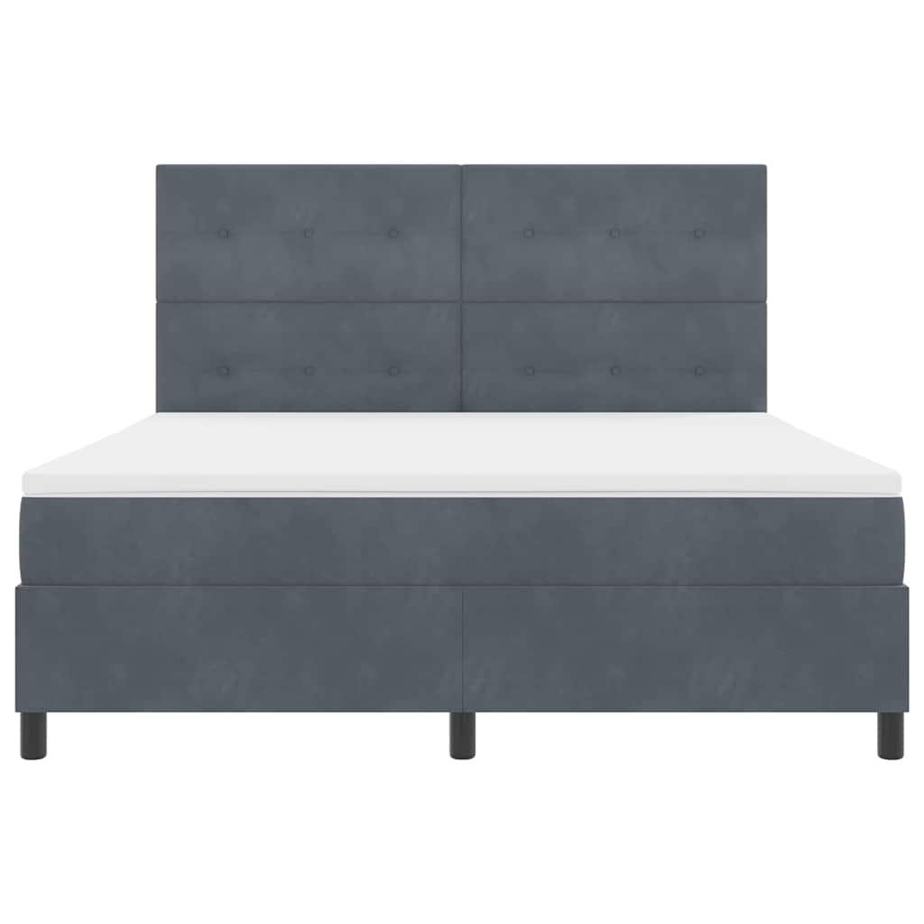 LED Box Spring Ágy fejtámlával Sötétszürke 180 x 200 cm Bársony