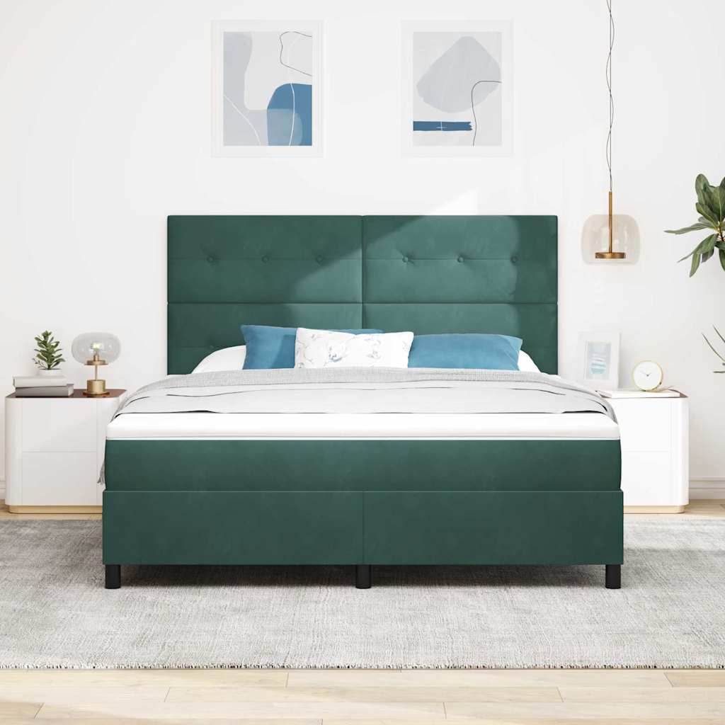 LED Box Spring Ágy fejtámlával Sötétzöld 180 x 200 cm Bársony