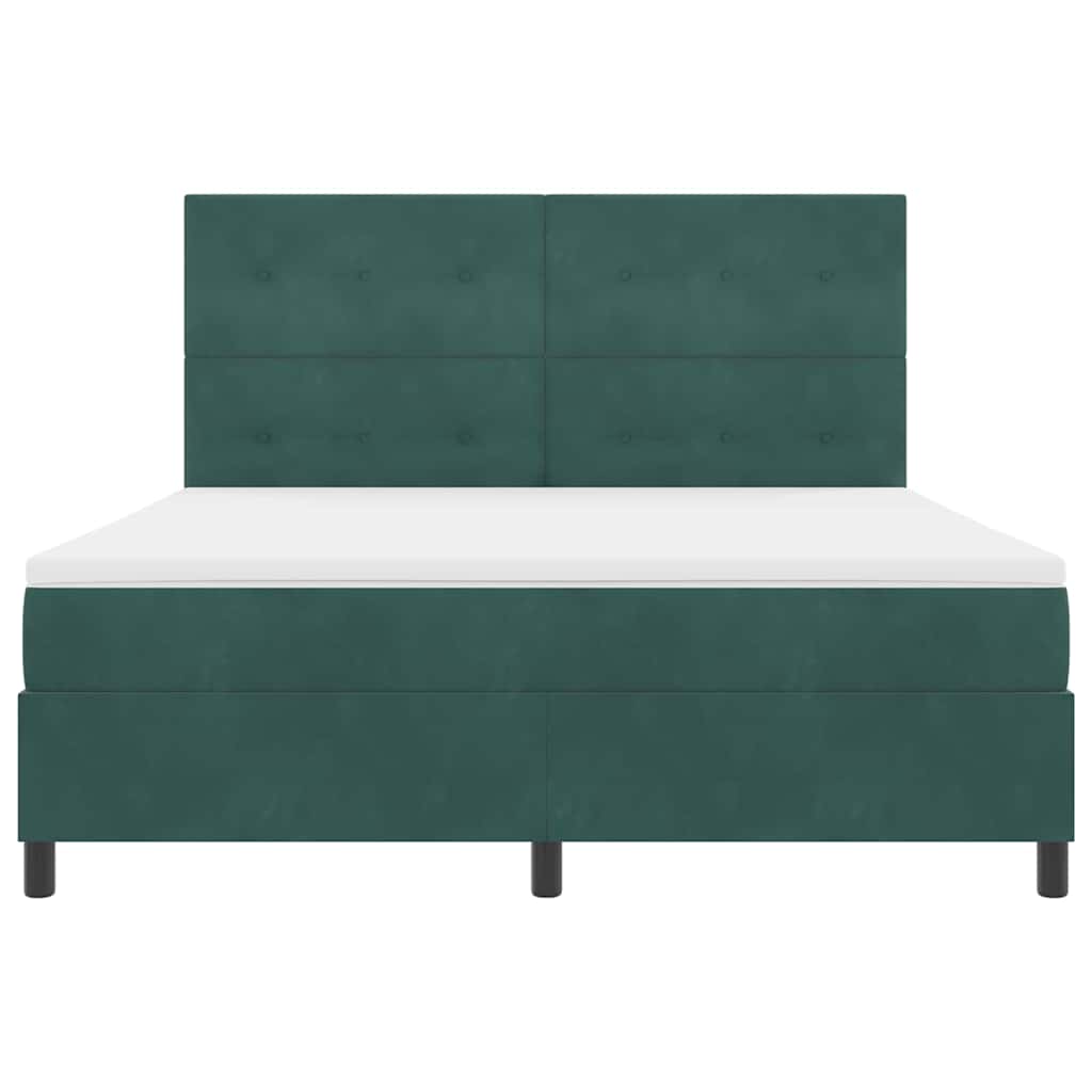 LED Box Spring Ágy fejtámlával Sötétzöld 180 x 200 cm Bársony