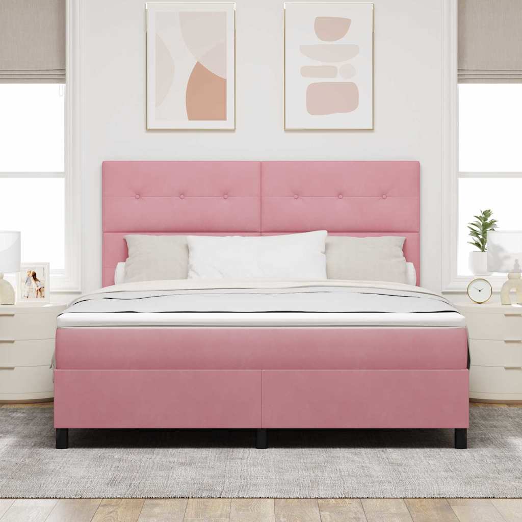 LED Box Spring Ágy fejtámlával Rózsaszín 180 x 200 cm Bársony