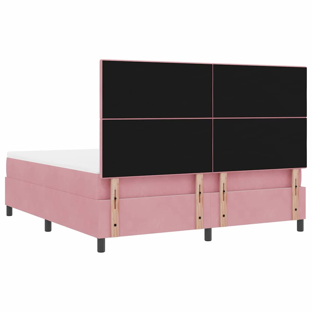 LED Box Spring Ágy fejtámlával Rózsaszín 180 x 200 cm Bársony