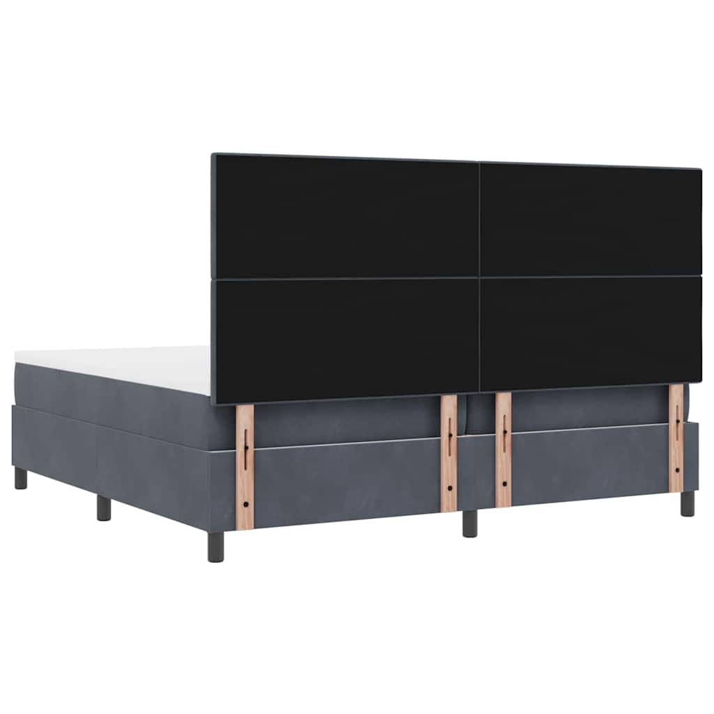 LED Box Spring Ágy fejtámlával Sötétszürke 200 x 200 cm Bársony