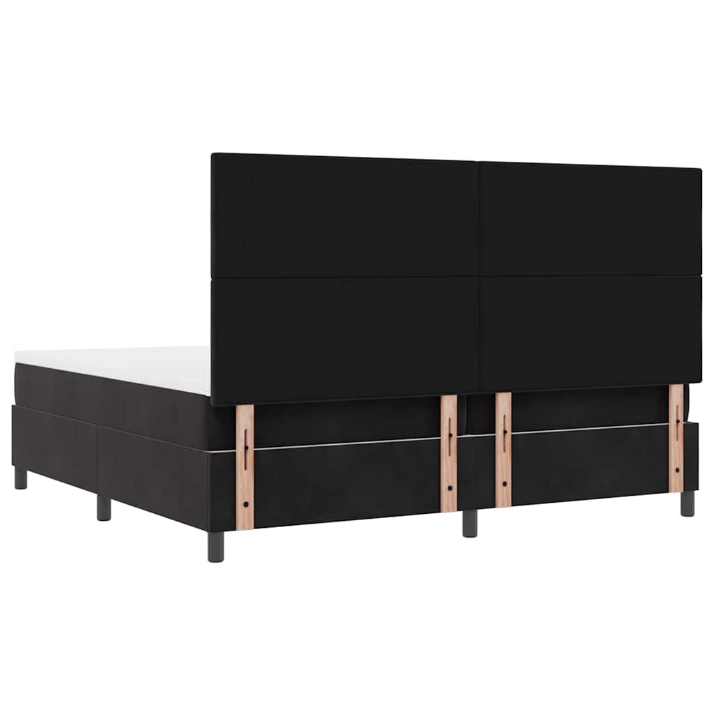 LED Box Spring Ágy fejtámlával Fekete 200 x 200 cm Bársony
