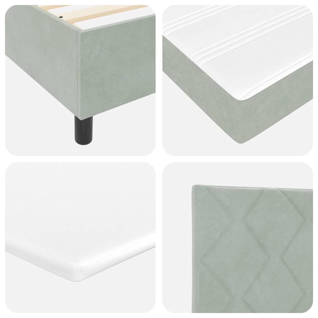 LED Box Spring Ágy Világosszürke 80 x 200 cm Bársony